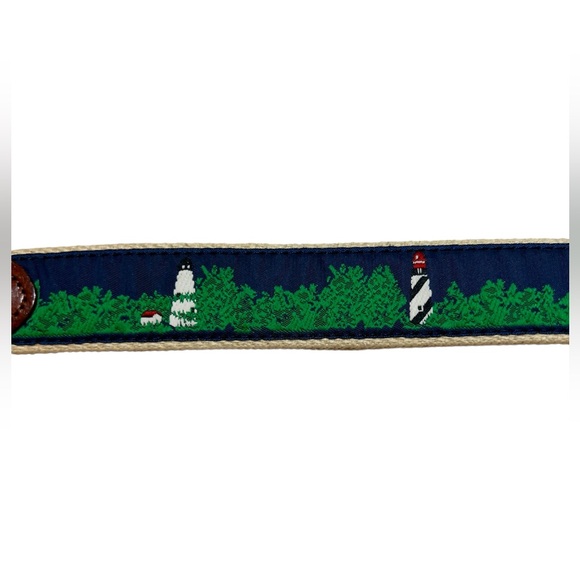 Leather Man Ltd Lighthouses Nautical Belt Leather and Fabric Size 32 - Picture 3 of 10